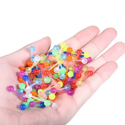 ОБЕЦА ЗА ЕЗИК СВЕТЕЩА НА ТЪМНО С АКРИЛНО КОЛЧЕ 16 ММ И 6 ММ ТОПЧЕТА