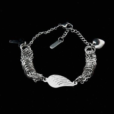 ДАМСКА ГРИВНА ОТ МЕДИЦИНСКА СТОМАНА С КРИЛО GR09