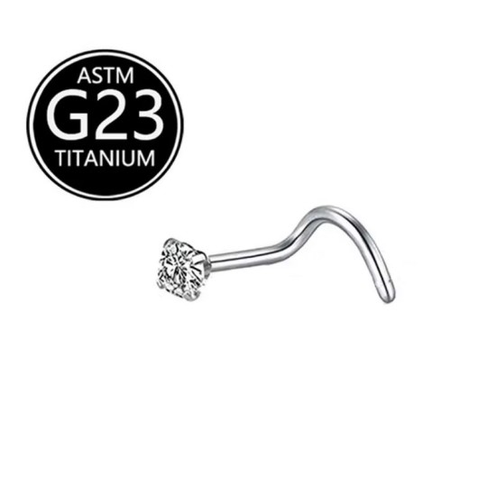 ОБЕЦА ЗА НОС  ОТ ТИТАН С 2 ММ. КРИСТАЛ