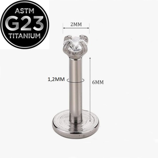 ОБЕЦА ЗА УСТНА ИЛИ УХО 6 ММ. ОТ ТИТАН С МАЛЪК КРИСТАЛ