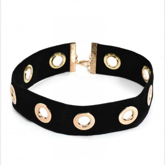 КОЛИЕ "ЧОКЪР" С МЕТАЛНИ ЗЛАТИСТИ ЕЛЕМЕНТИ