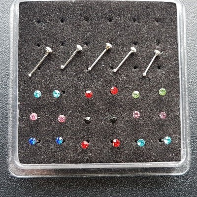 ОБЕЦА ЗА НОС СРЕБЪРНО ПОКРИТИЕ 925 С КРИСТАЛ 2 ММ. В РАЗЛИЧНИ ЦВЕТОВЕ