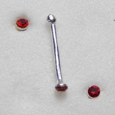 ОБЕЦА ЗА НОС СРЕБЪРНО ПОКРИТИЕ 925 С ЧЕРВЕН КРИСТАЛ 1,2 ММ.