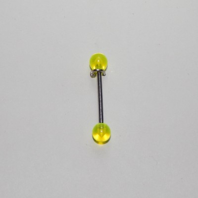 ОБЕЦА ЗА ЕЗИК СЪС СТОМАНЕНО КОЛЧЕ И ПРОЗРАЧНО ЗЕЛЕНИ АКРИЛНИ ТОПЧЕТА